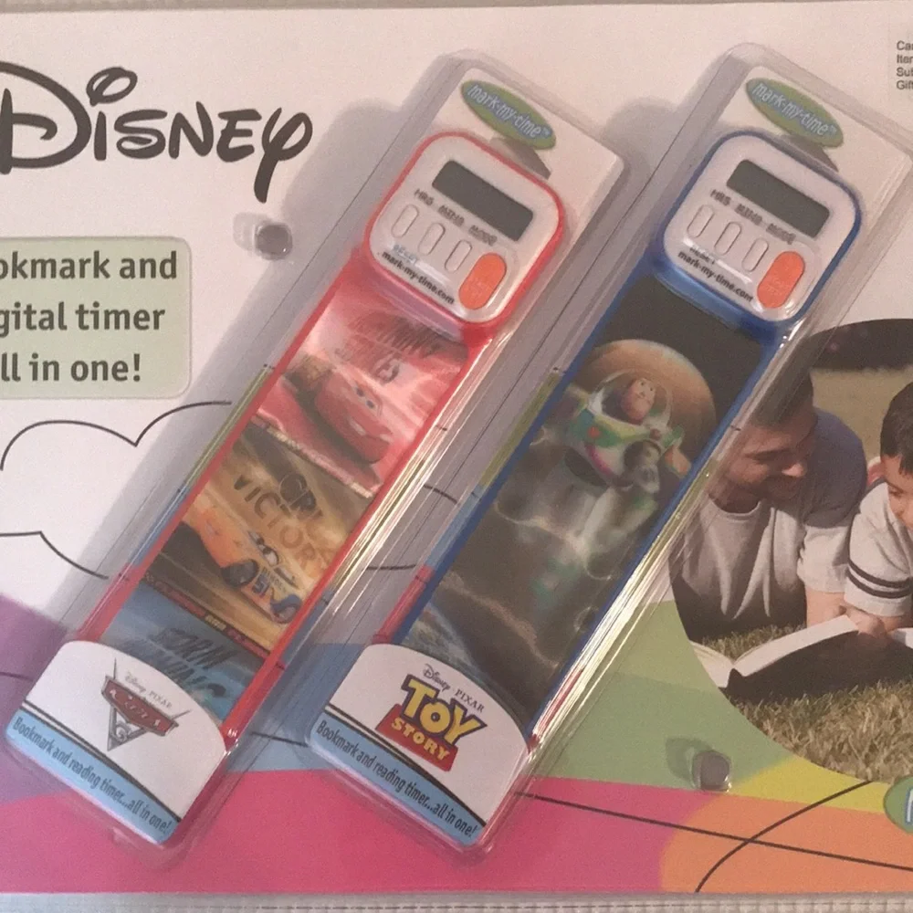 Disney Toy Story & Cars Mark My Time Bookmark & Digital Timer 2 Pack NEW